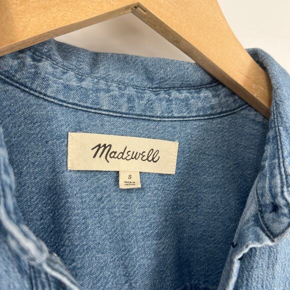 Madewell Denim Button-Up Shirt Light Wash Chambray Top Size Small - Picture 4 of 6